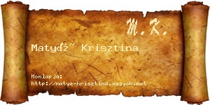 Matyé Krisztina névjegykártya